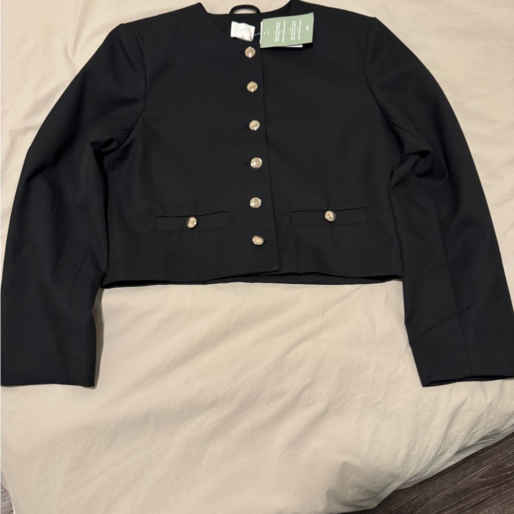 H&M Black Cropped Blazer with Gold Buttons - Picture 3 of 6